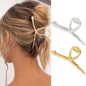 Metal Snake Gold Hair Claw 2 Pack Gold Silver